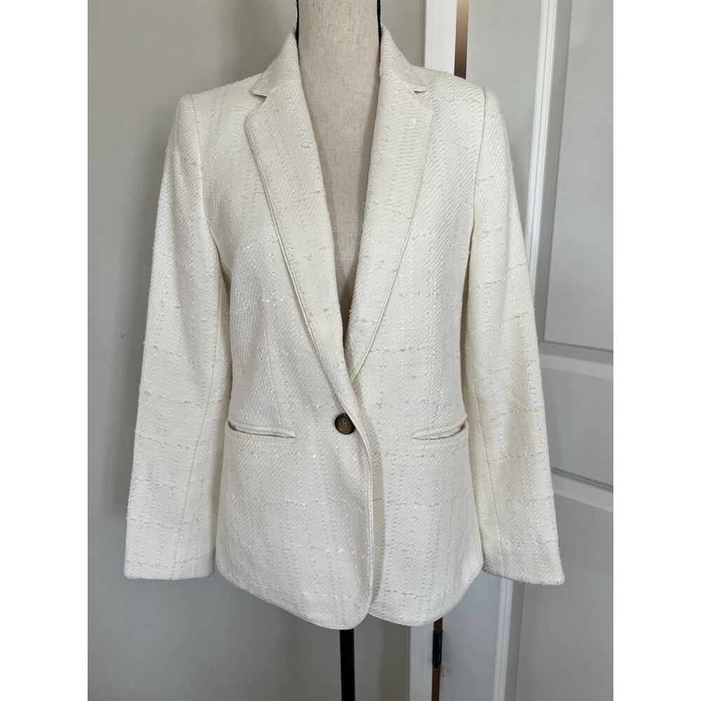 Ann Taylor Cream Tweed Blazer Size 4 EUC